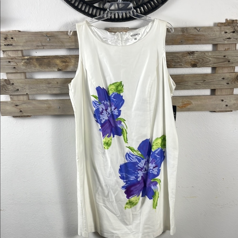 Studio One White Sleeveless Sheath Midi Dress